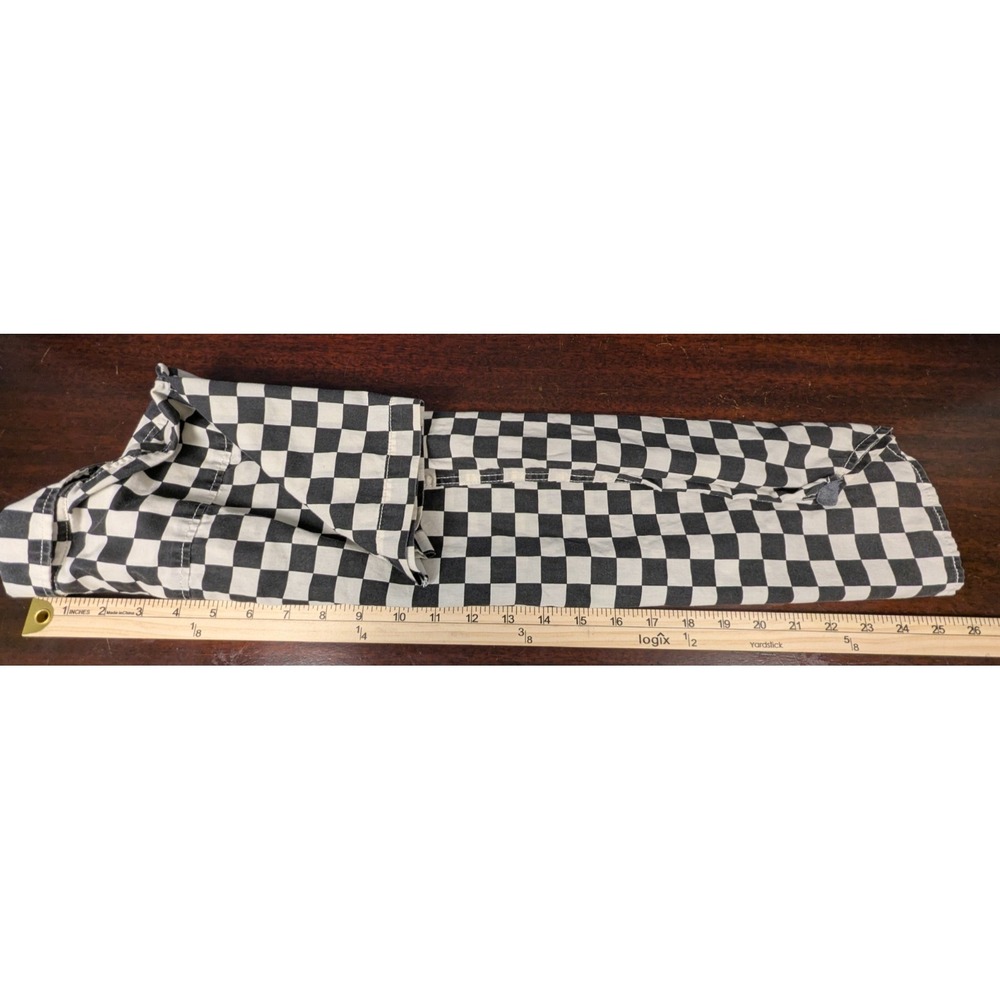Vans Boys Checkerboard Button Front Shirt Black White Checkered Short Sleeve M - Picture 8 of 9